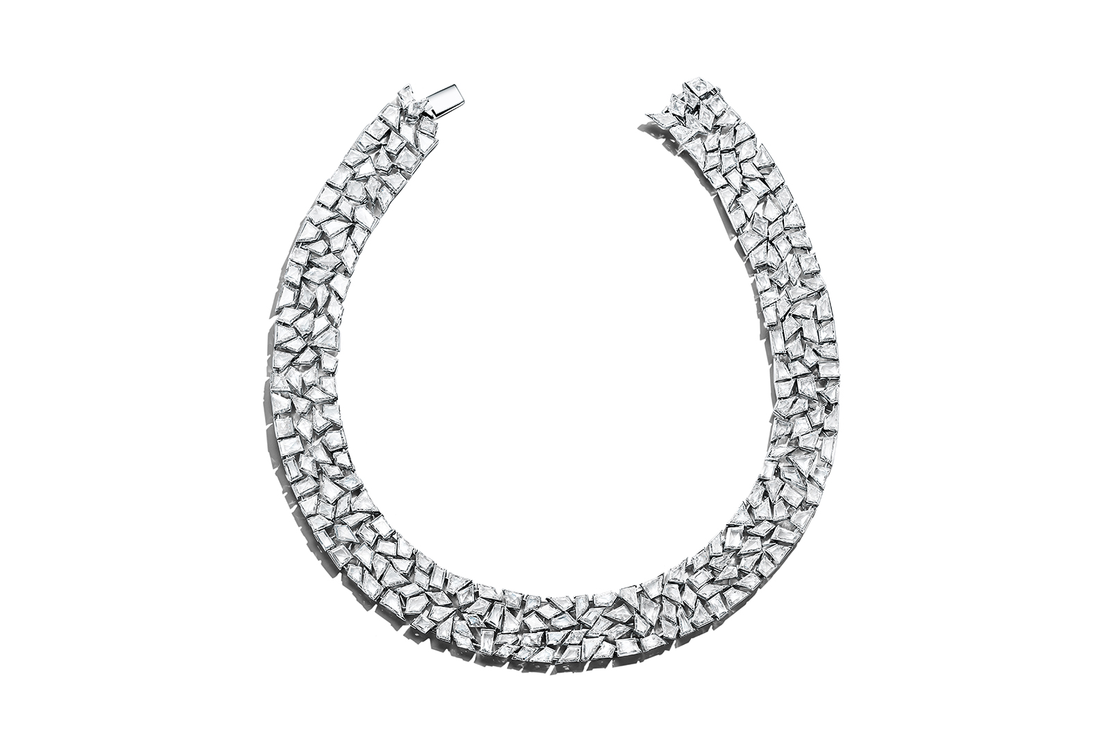 Tiffany & Co. Blue Book 2018 collection necklace in platinum with uniquely cut diamonds, over 92 total carats