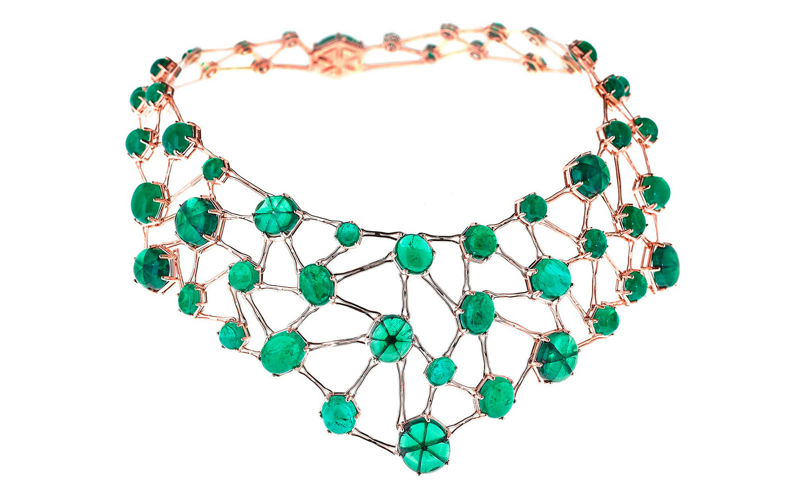 Selim Mouzannar 'Amal' necklace from the 'Transparency' collection with trapiche emeralds and emeralds in gold