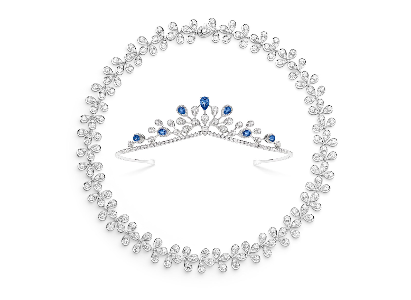Chaumet's 'Joséphine, Joséphine – Chaumet au Firmament' necklace that converts into a headband and a tiara with sapphires and diamonds