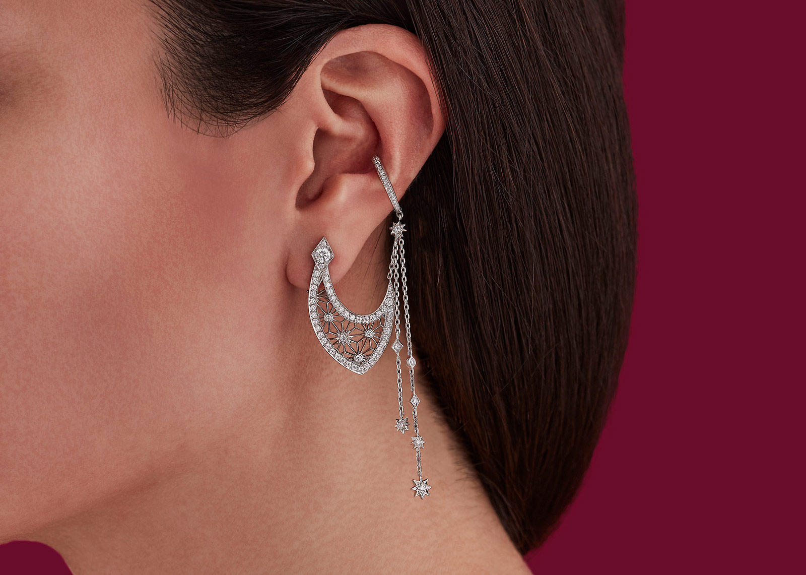 Garrard Filigree Chain hoop earrings with diamonds from Muse collection