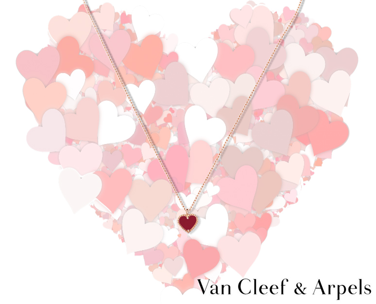 Van Cleef&Arpels Mini Alhambra pendant in rose gold with cornelian
