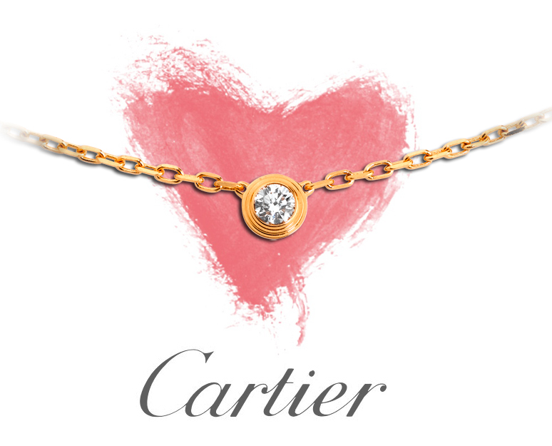 Кулон с бриллиантом на золотой цепочке Cartier из коллекции Diamants Légers картье