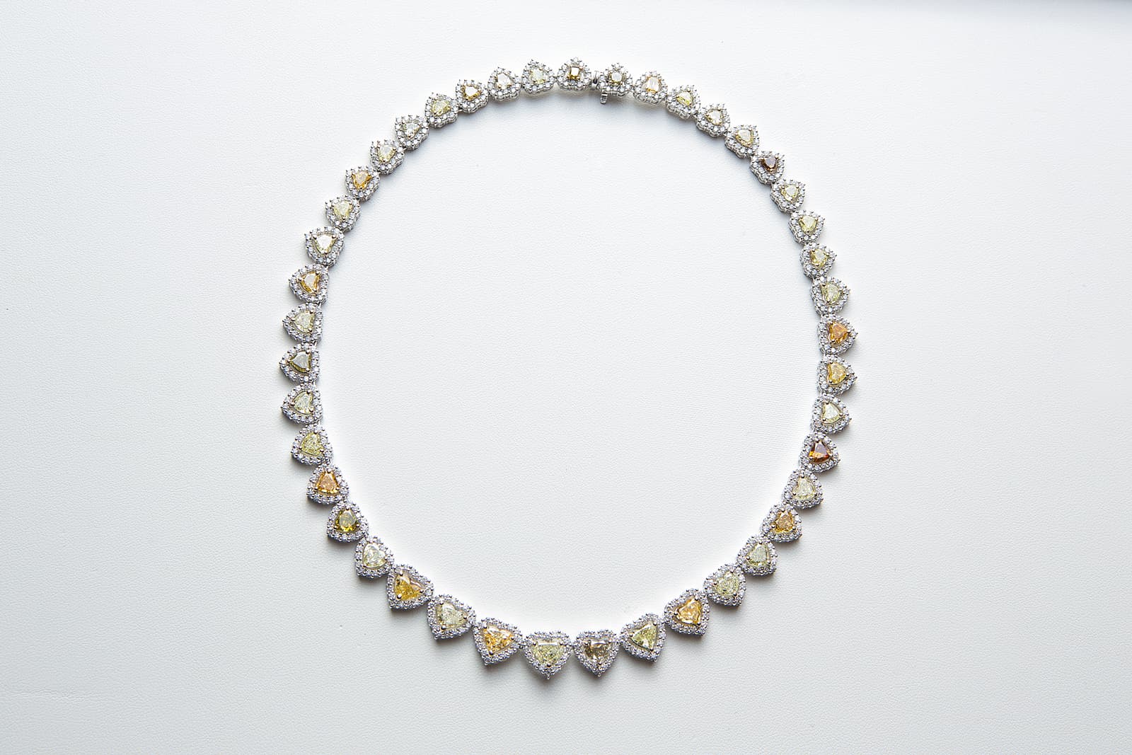 Yuli Jewellery necklace with heart shaped multi-coloured diamonds