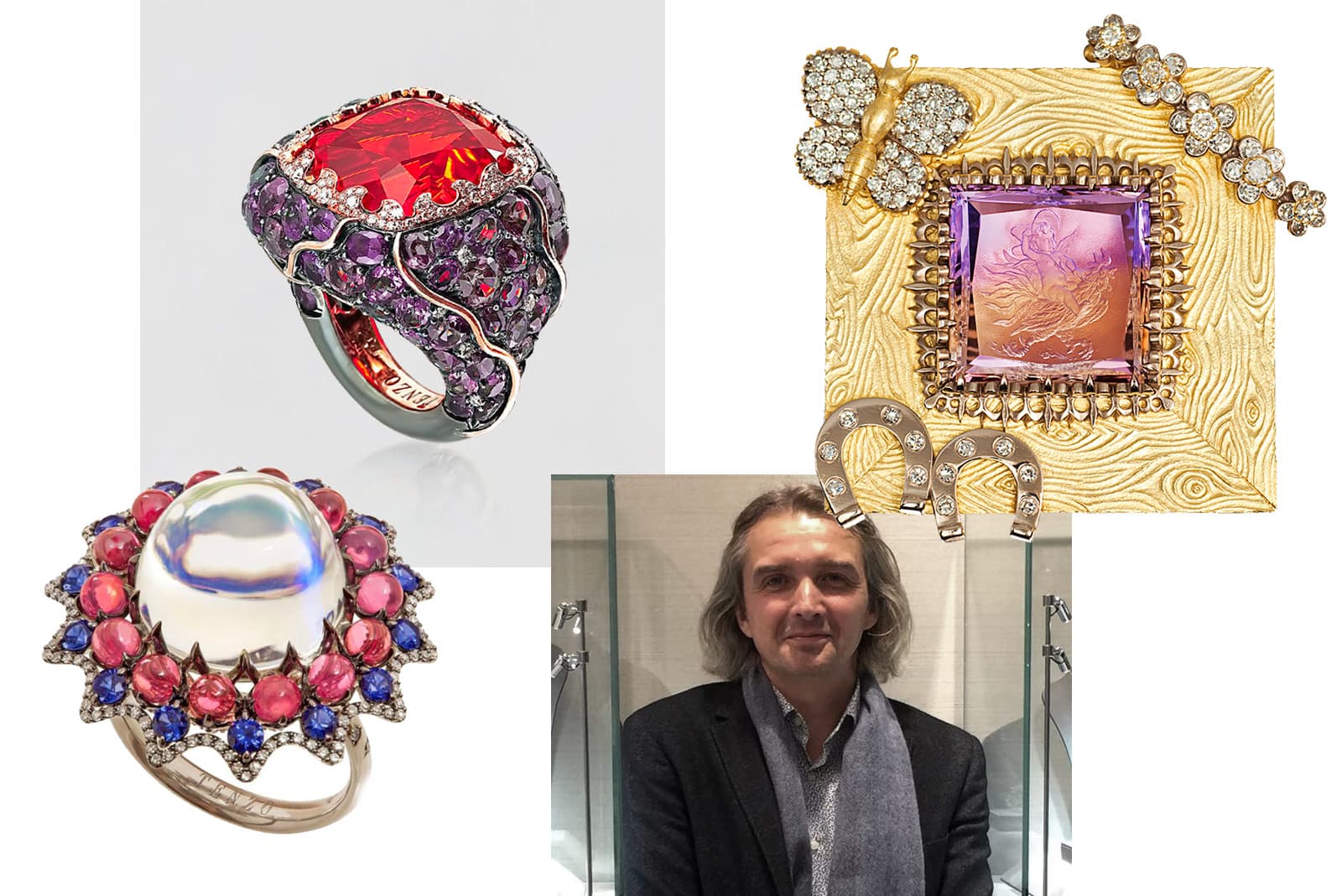 Alexander Tenzo and a selection of his jewellery