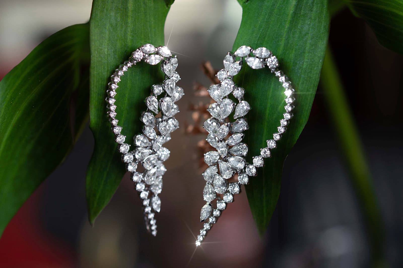 MaximiliaN London earrings with pear, marquise and brilliant cut diamonds 