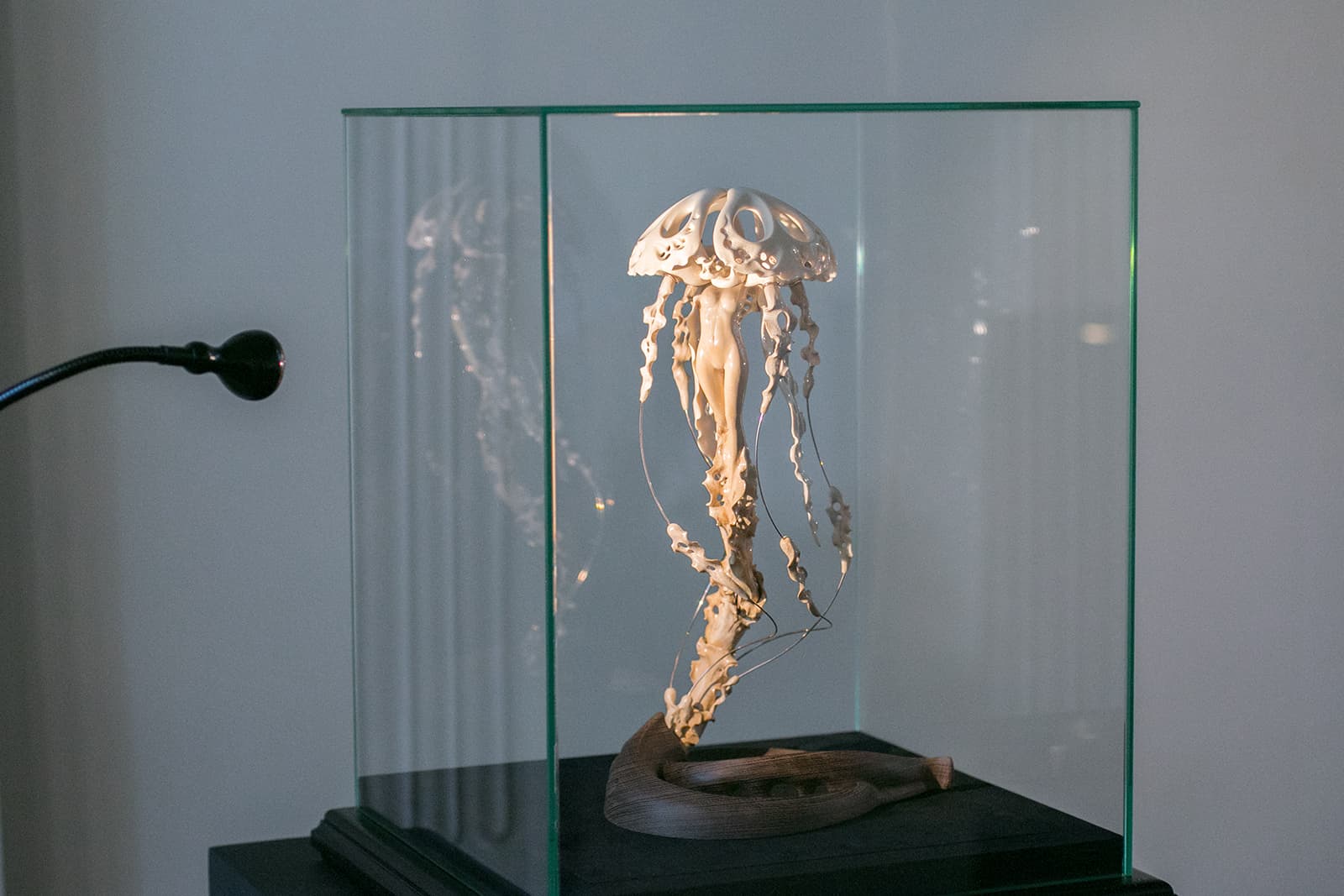 NotIvory jellyfish sculpture in mammoth tusk