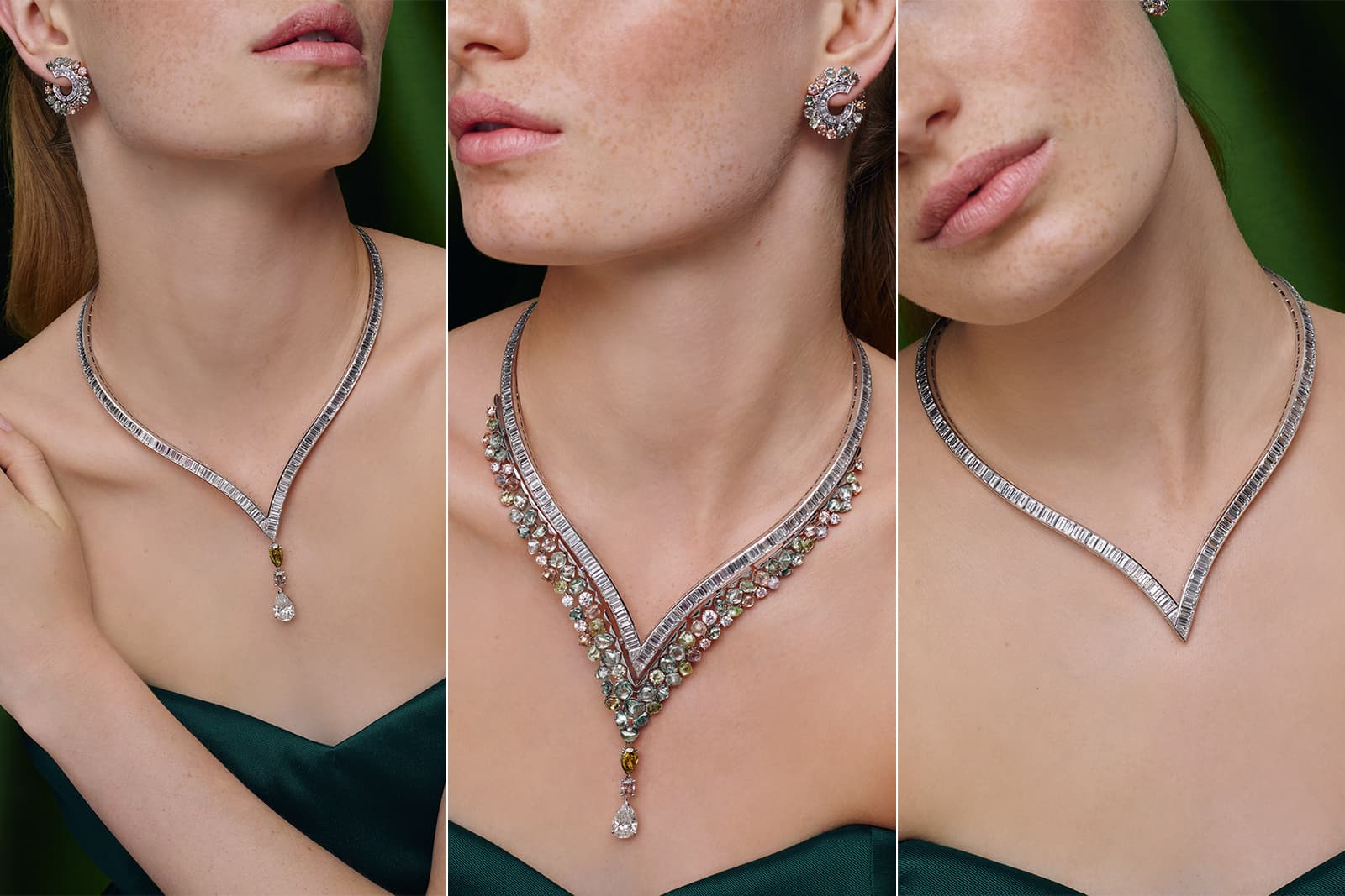 De Beers 'Knysna Chameleon' transformable necklace with fancy coloured diamonds and colourless diamonds 