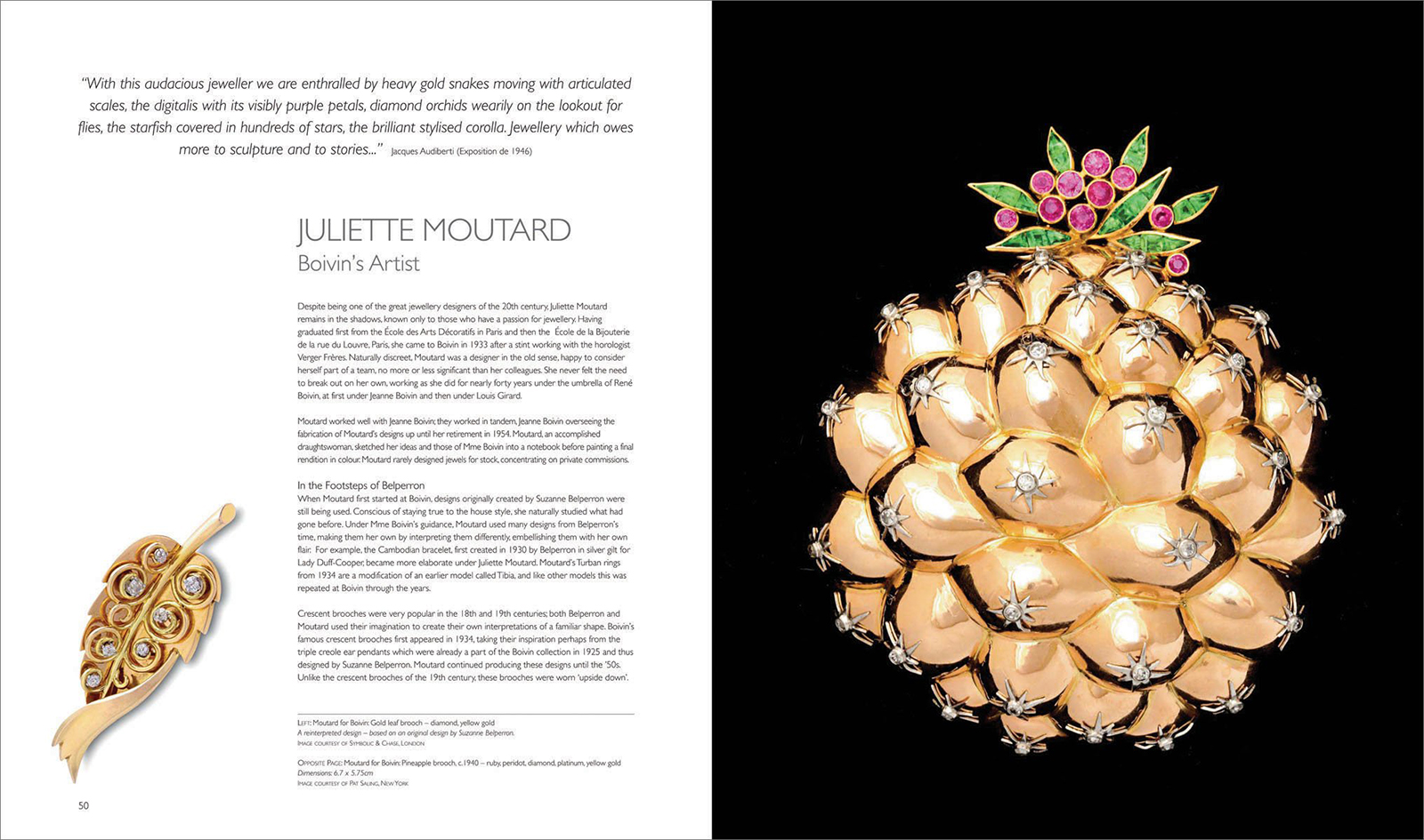 Pages from 'Women Jewellery Designers' by Juliet Weir-de La Rochefoucauld on Juliette Moutard of Boivin