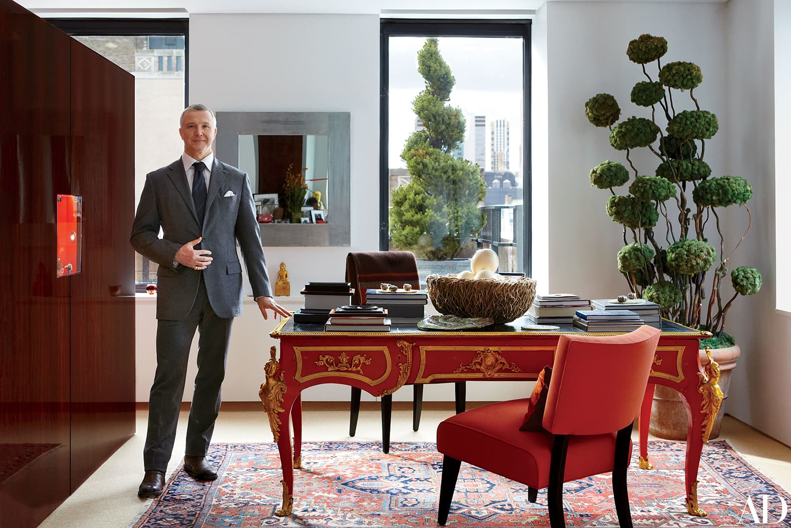 James Claude Taffin de Givenchy, founder of Taffin in his New York showroom. Image courtesy of Architectural Digest