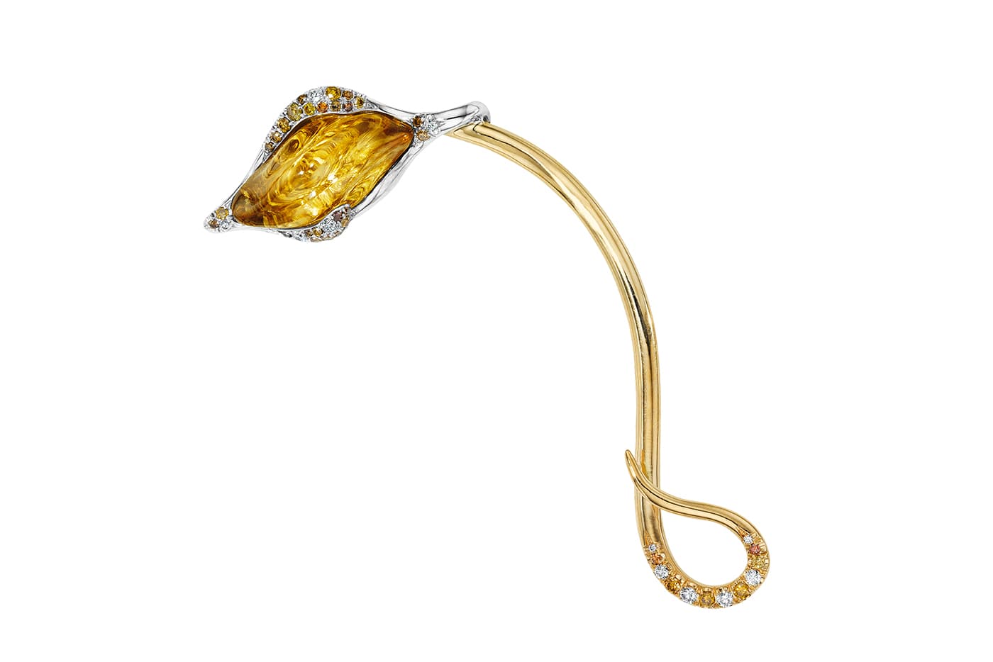 Naomi Sarna yellow zircon 'Bud' brooch