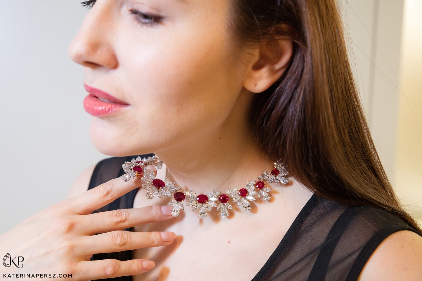 Faidee 'The Grand Phoenix' necklace with Burmese pigeon's blood rubies and 100.21ct diamonds in white gold