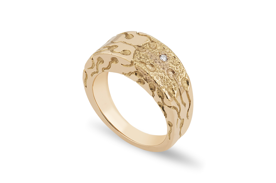 Solange Azagury-Partridge Sentimentals collection Miracle ring with diamond in yellow gold