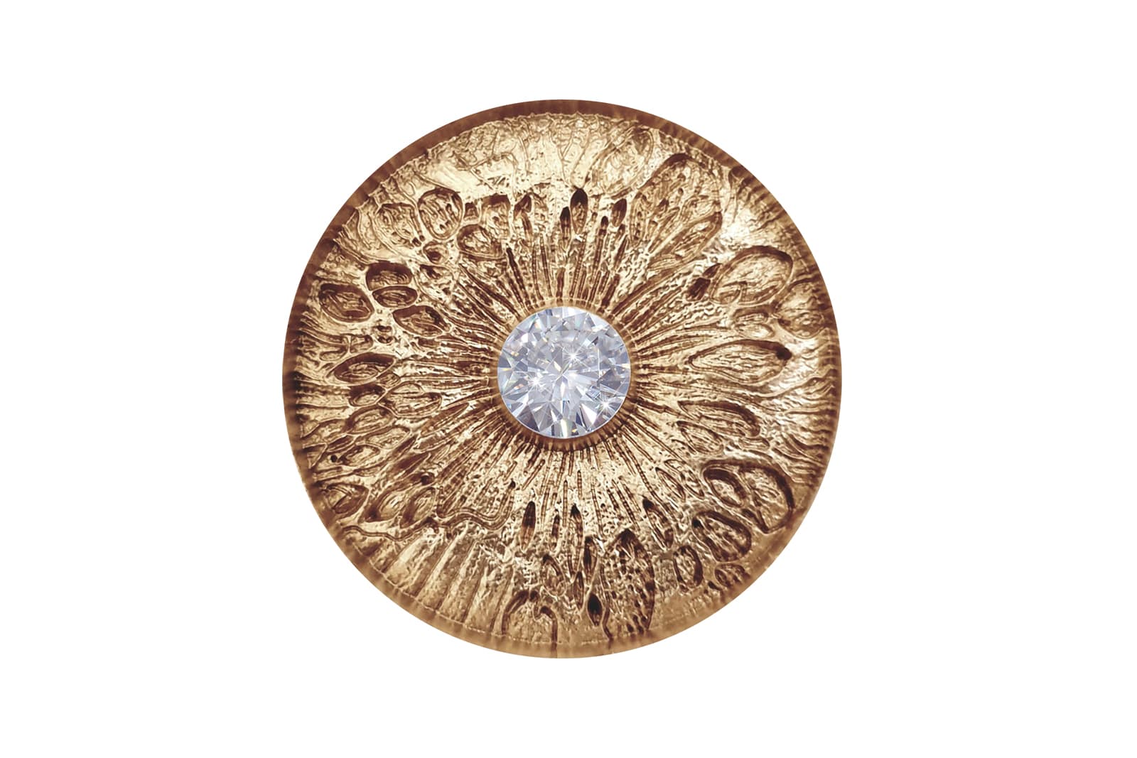 WITR Jewellery bespoke iris print pendant with diamond in yellow gold