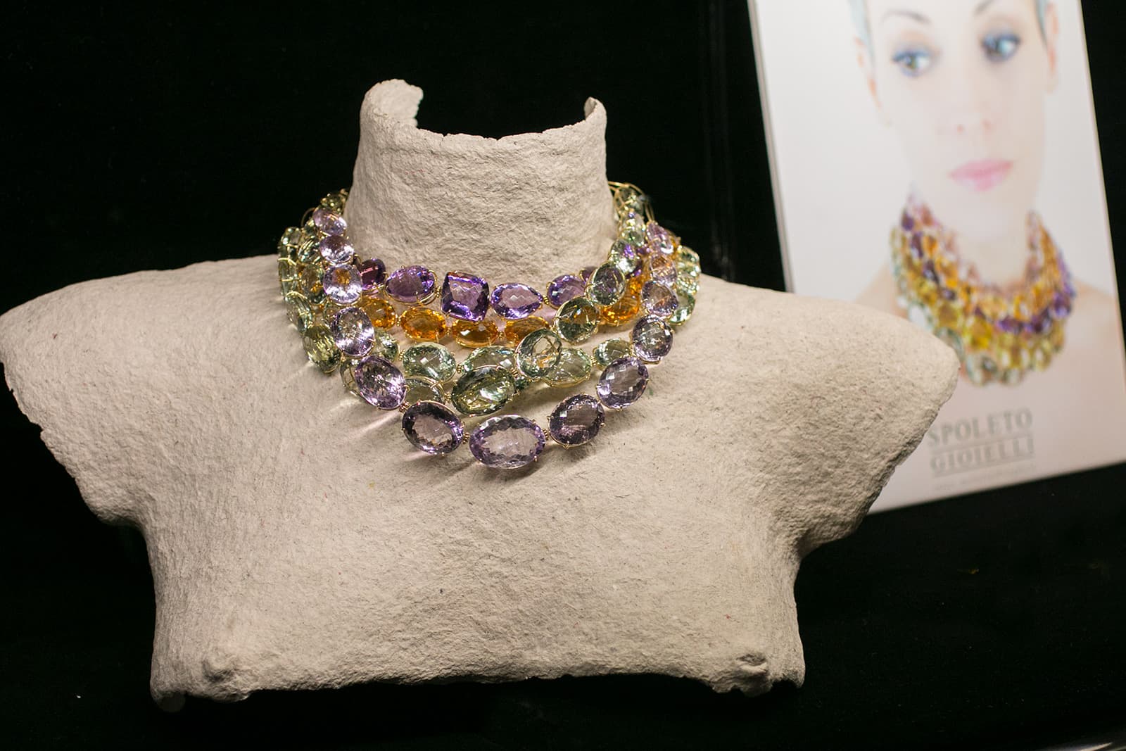 Spoleto Gioielli necklaces with amethysts, prasiolites and citrines in yellow gold