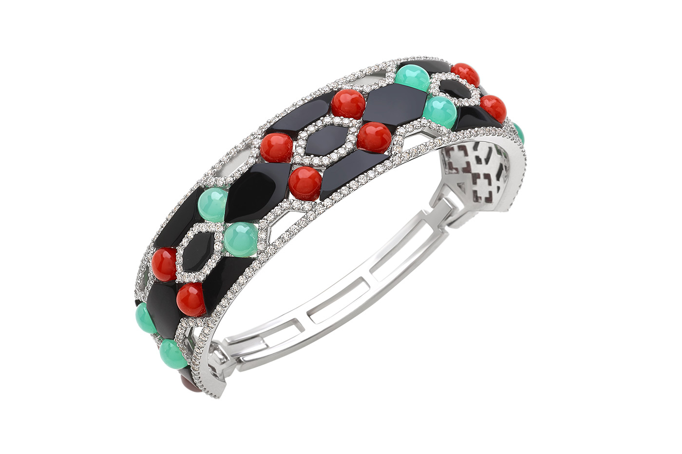 Anapsara fine gemstone cuff bracelet - Silver