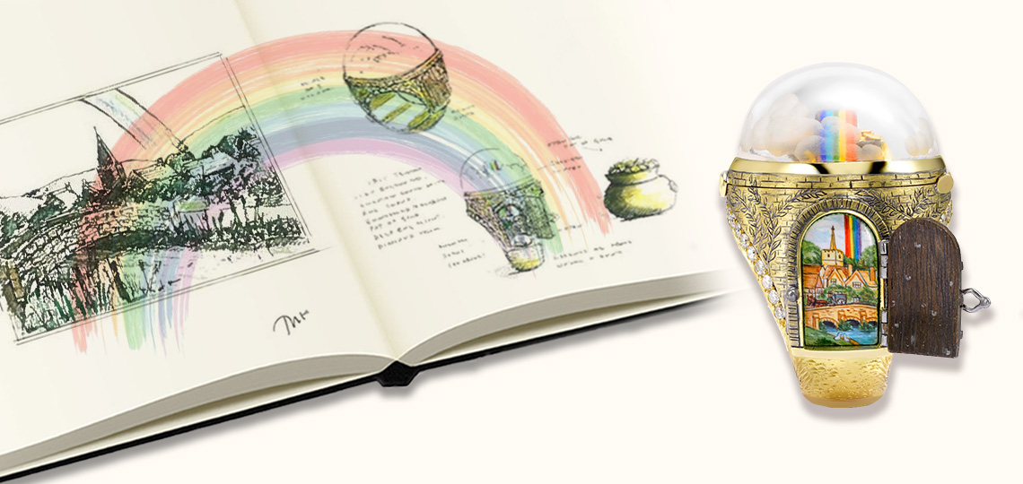 Открывающееся кольцо Theo Fennell Over the Rainbow - это чудесная интерпретация одной из самых волшебных детских сказок