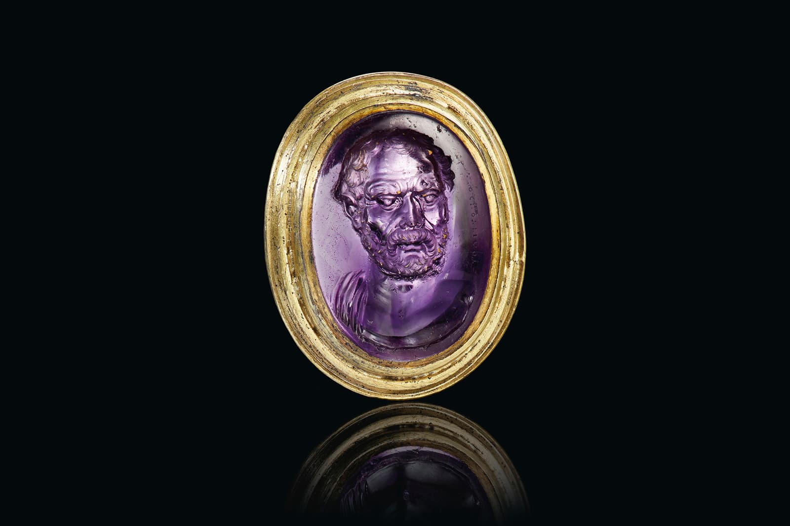 A Roman amethyst ring with a portrait of Dioskourdies, circa late 1st century BC, sold in 2019 by Christies's New York for $1.6 million 
