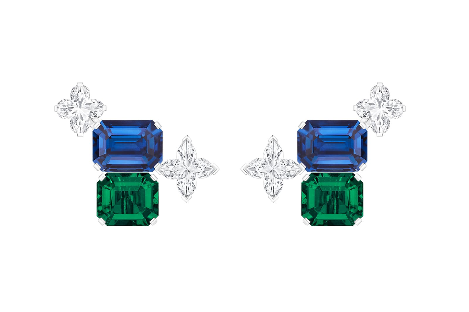 Louis Vuitton Stellar Times Planète Bleue emerald, sapphire and diamond  necklace