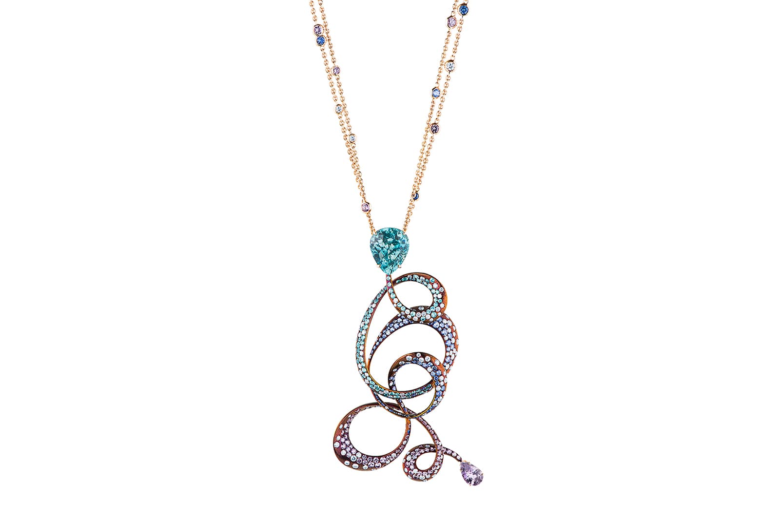 Neha Dani Kephi blue zircon and sapphire necklace