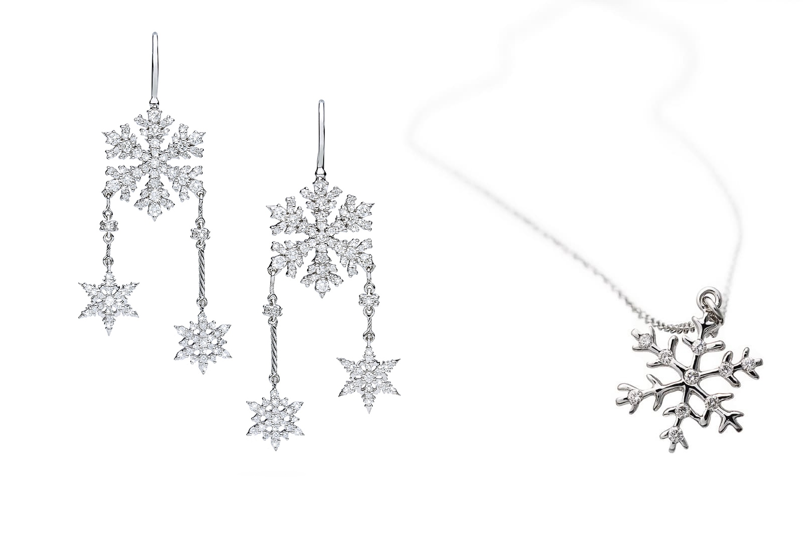 Paul Morelli earrings and an AENEA Snowflake pendant