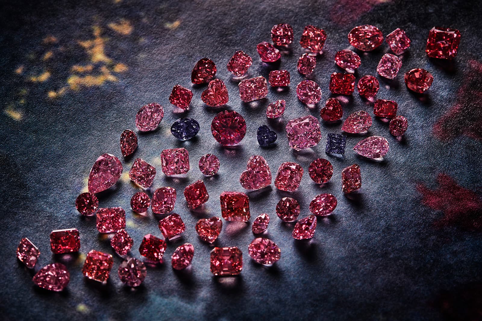 The Argyle Pink Diamonds Signature Tender 2020 collection includes a selection of pink, purple, violet and red diamonds