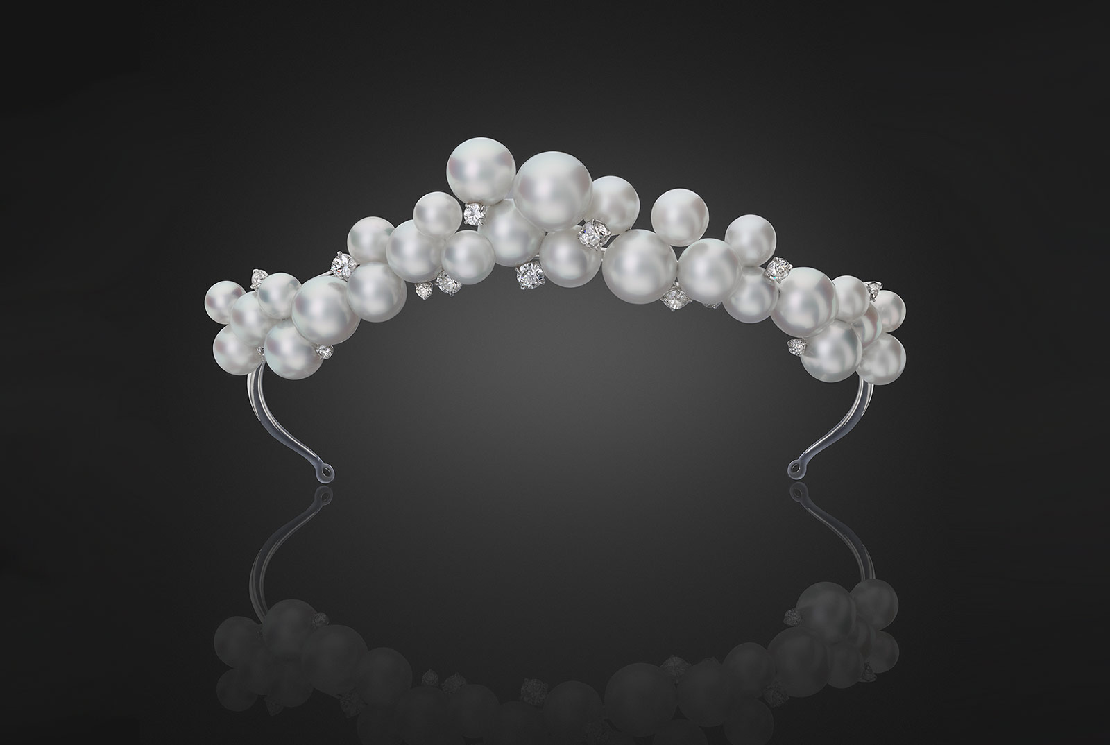 Assael Bubble tiara with South Sea pearls and European-cut diamonds