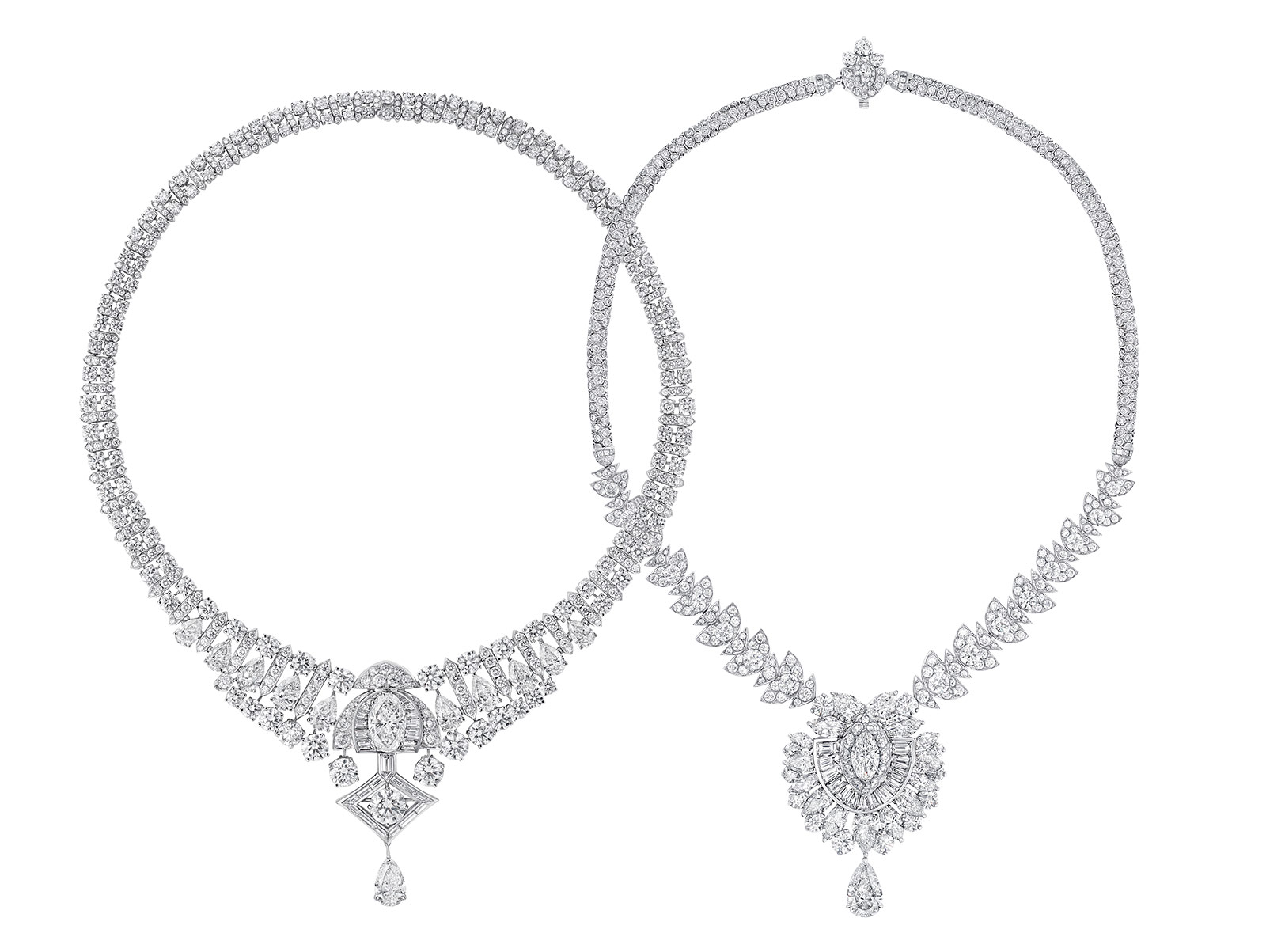 Two necklaces from the Graff Tribal High Jewellery Collection with 52 carats and 43 carats of diamonds, respectively 