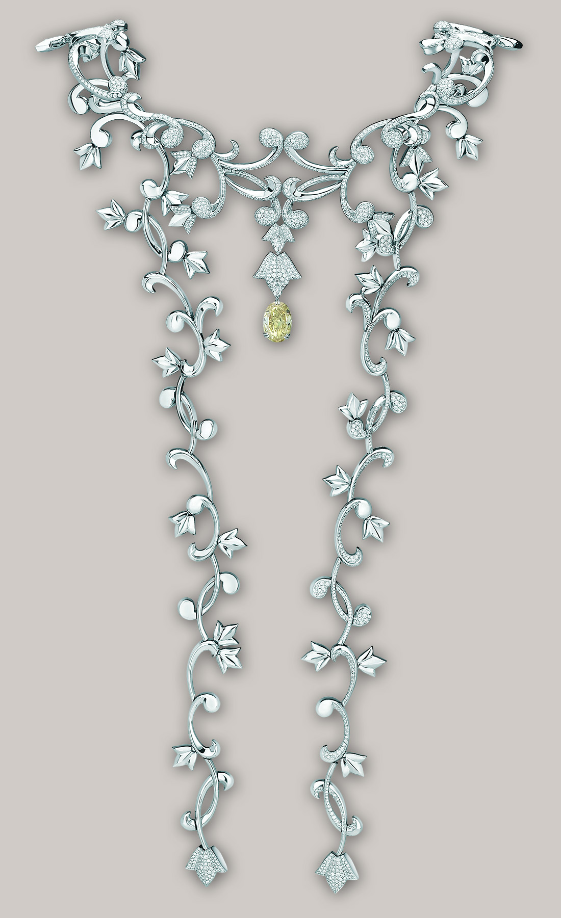 Mellerio dits Meller Secrets de Lys necklace with a 15cts yellow diamond