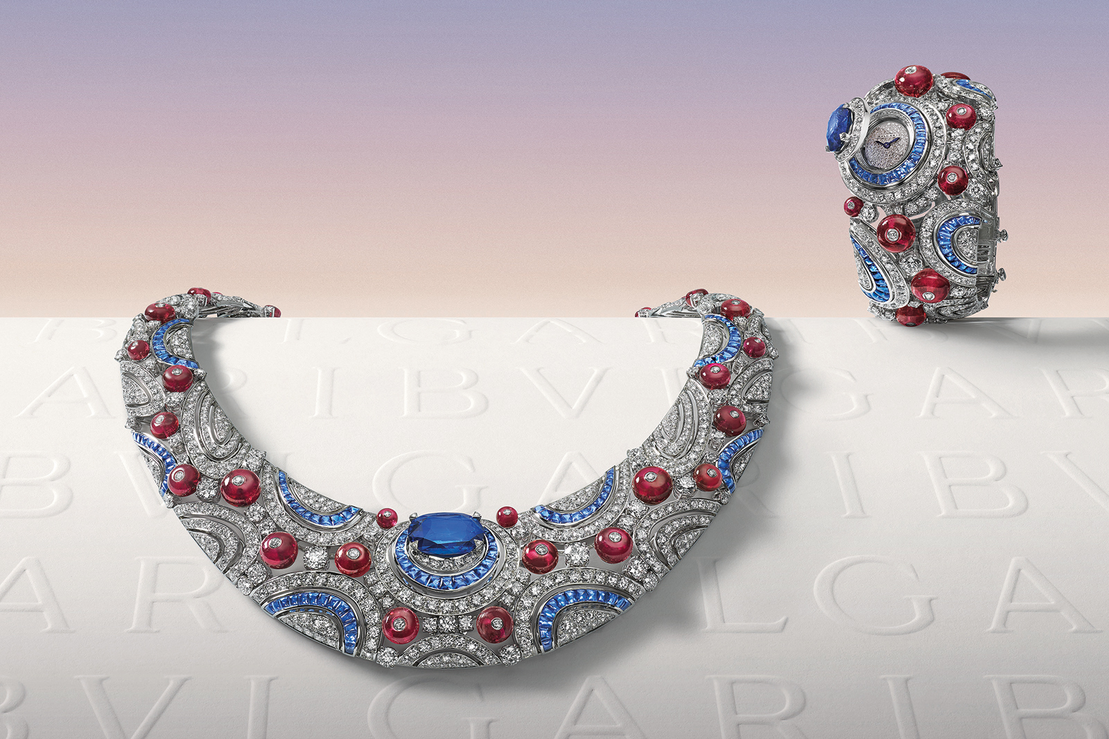 Bulgari Celestial Sky High Jewellery secret watch and a necklace from the MAGNIFICA collection