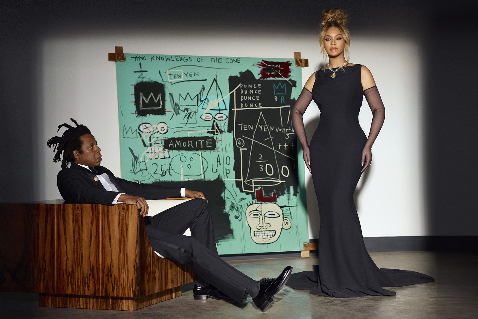 Beyoncé and Jay Z photographed for the Tiffany & Co. About Love campaign, including the Tiffany Diamond necklace