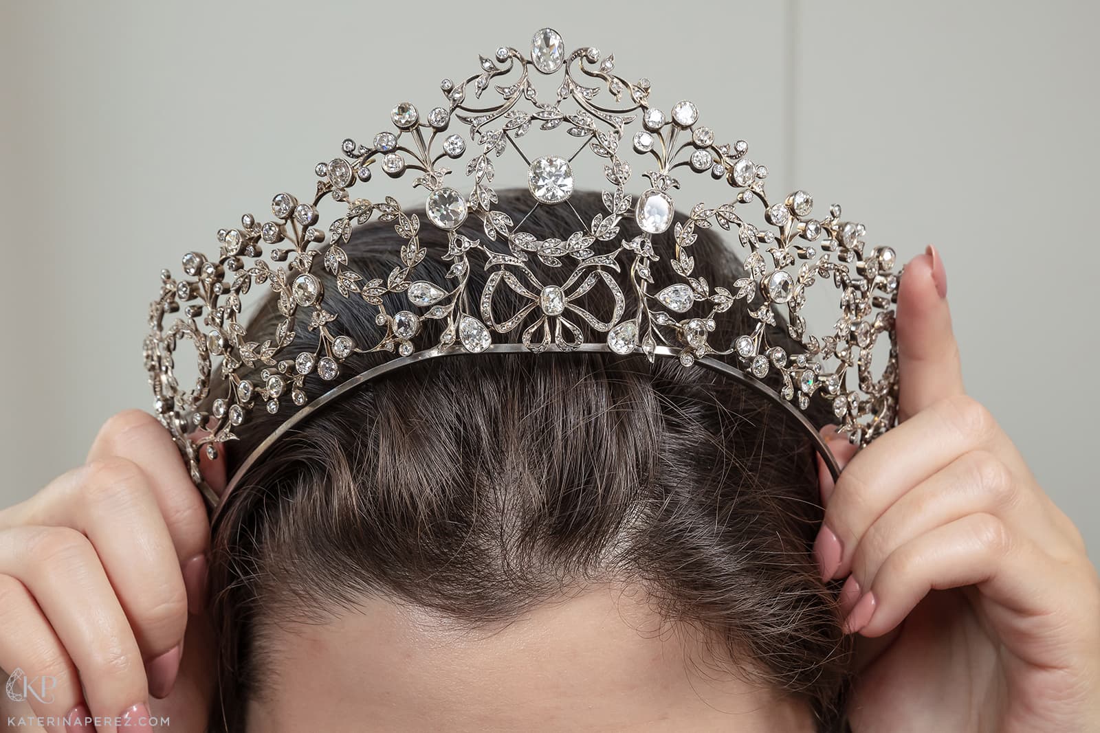 A Belle Époque tiara with approximately 25 carats of old brilliant, oval, cushion and pear-cut diamonds, circa 1905, attributed to Giuseppe Knight, featured in the Bonhams London Jewels auction of September 2021