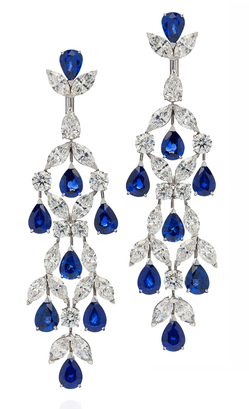 Orlov drop earrings with sapphires and diamonds