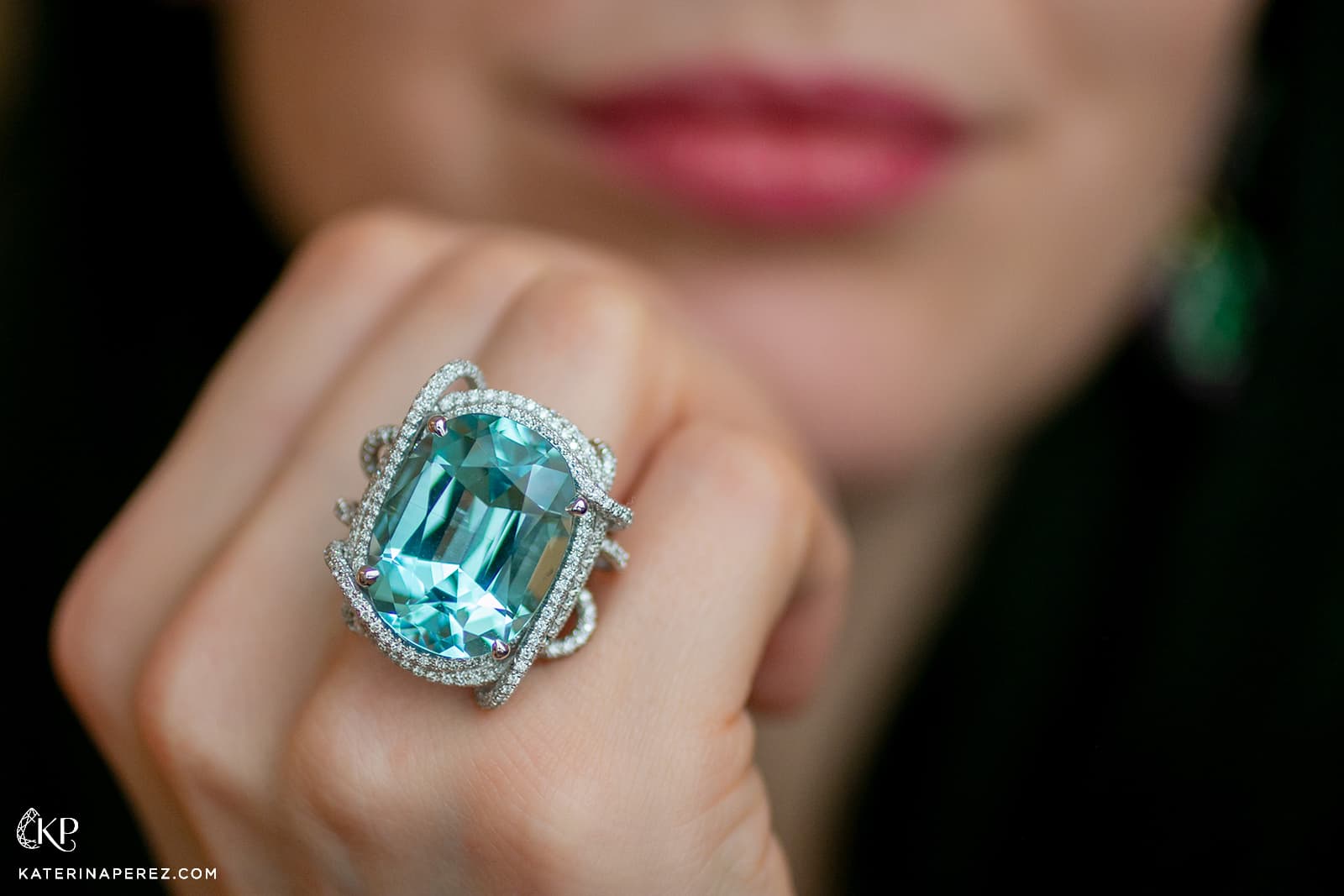 An aquamarine and diamond ring by Antonio Seijo