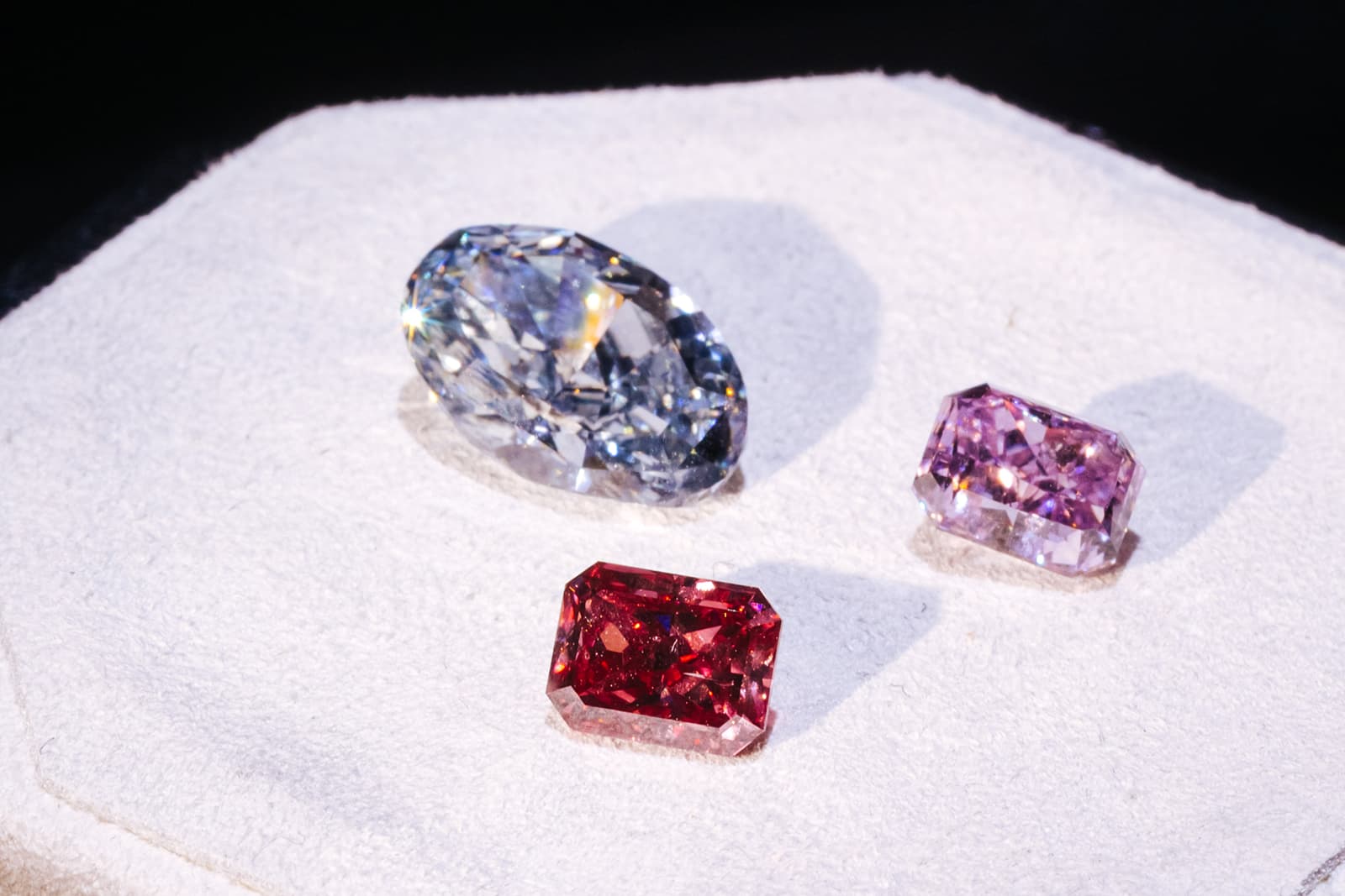 A selection of Tiffany & Co.'s loose diamonds and gemstones on display at the Dubai Expo 2020 