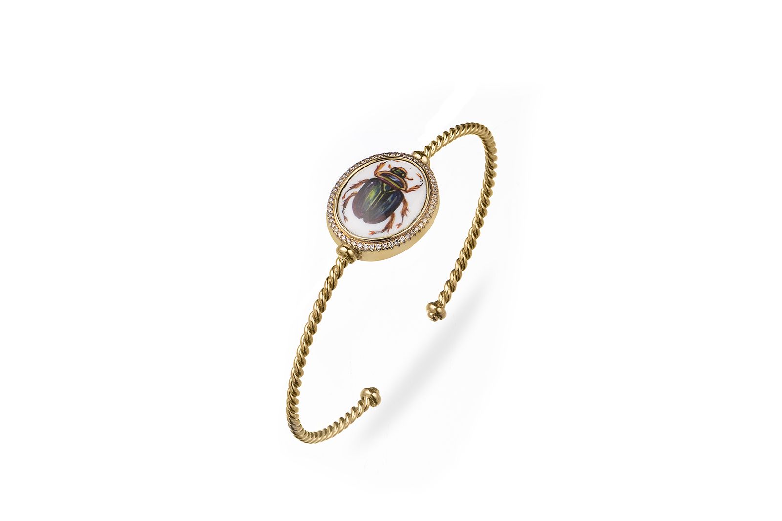 Penelope Fine Jewellery hand painted scarab beetle bracelet from the Meanings Collection