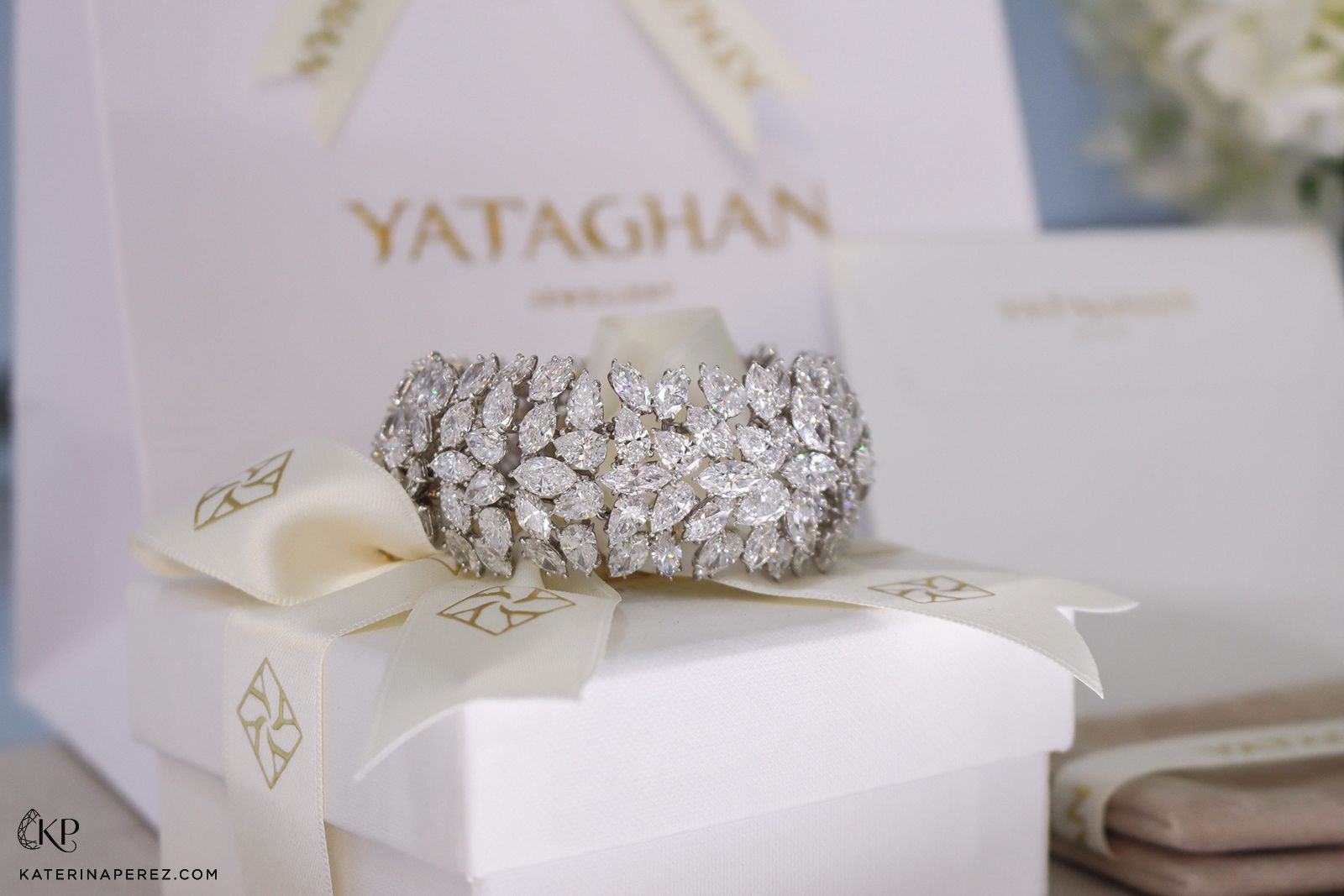 Marquise and pear-shaped diamond bracelet by Yataghan