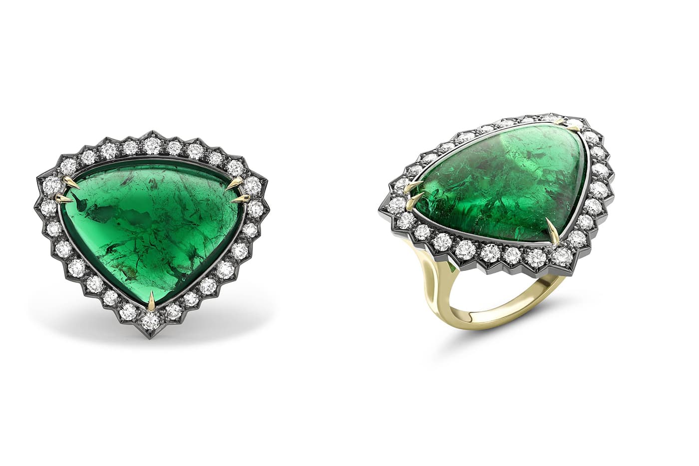 Atelier Pino Spitaleri Boom ring with a Zambian emerald and diamonds 