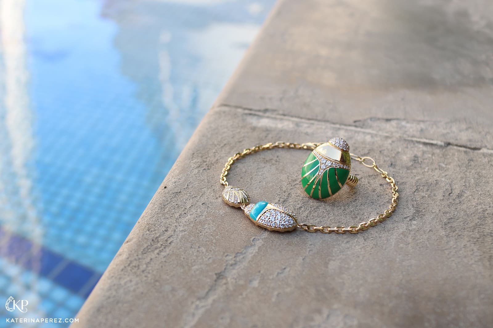 Rock by GS Scarab collection ring and bracelet