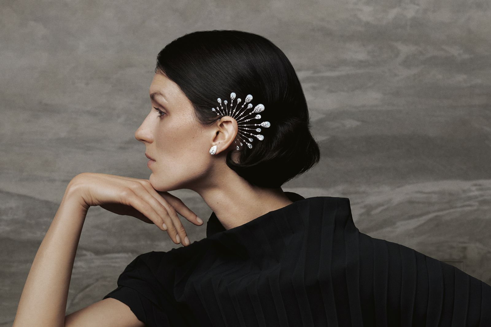 Boucheron New Padma Nacre asymmetrical earrings from the Histoire de Style New Maharajahs High Jewellery Collection