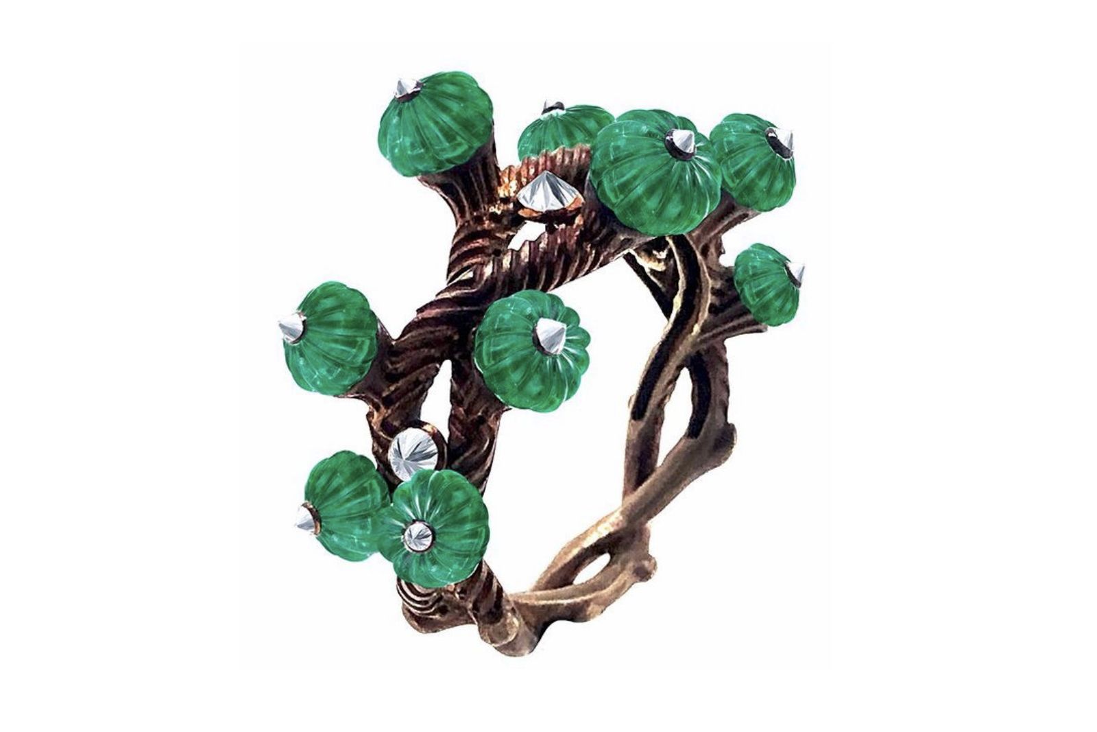 VAK First Glimpse of Spring collection ring with emerald beads