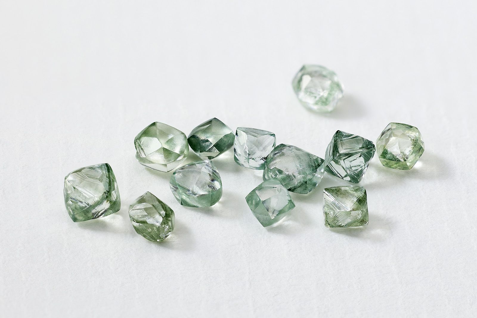 Green rough diamonds by De Beers