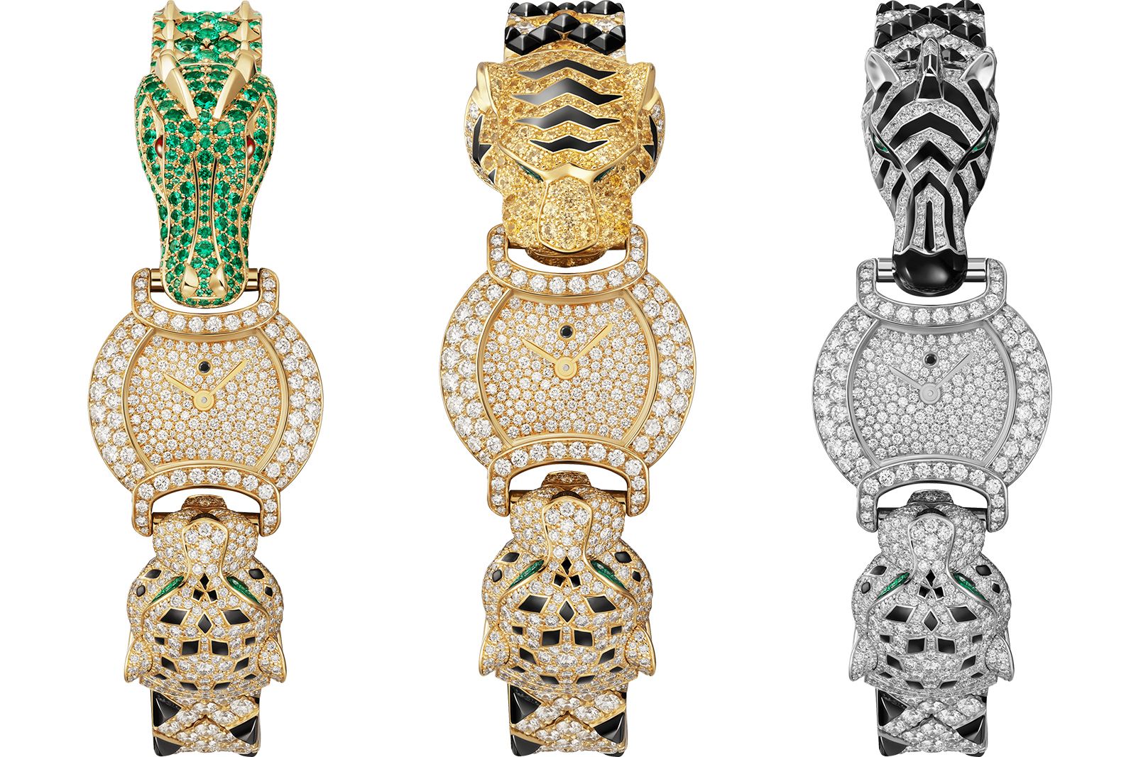 3 various models of Indomptables de Cartier watches