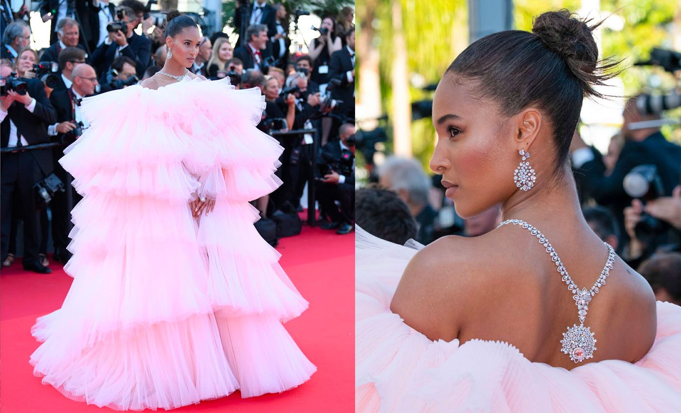 Cindy Bruna wearing Chaumet jewellery at the Cannes Film Festival