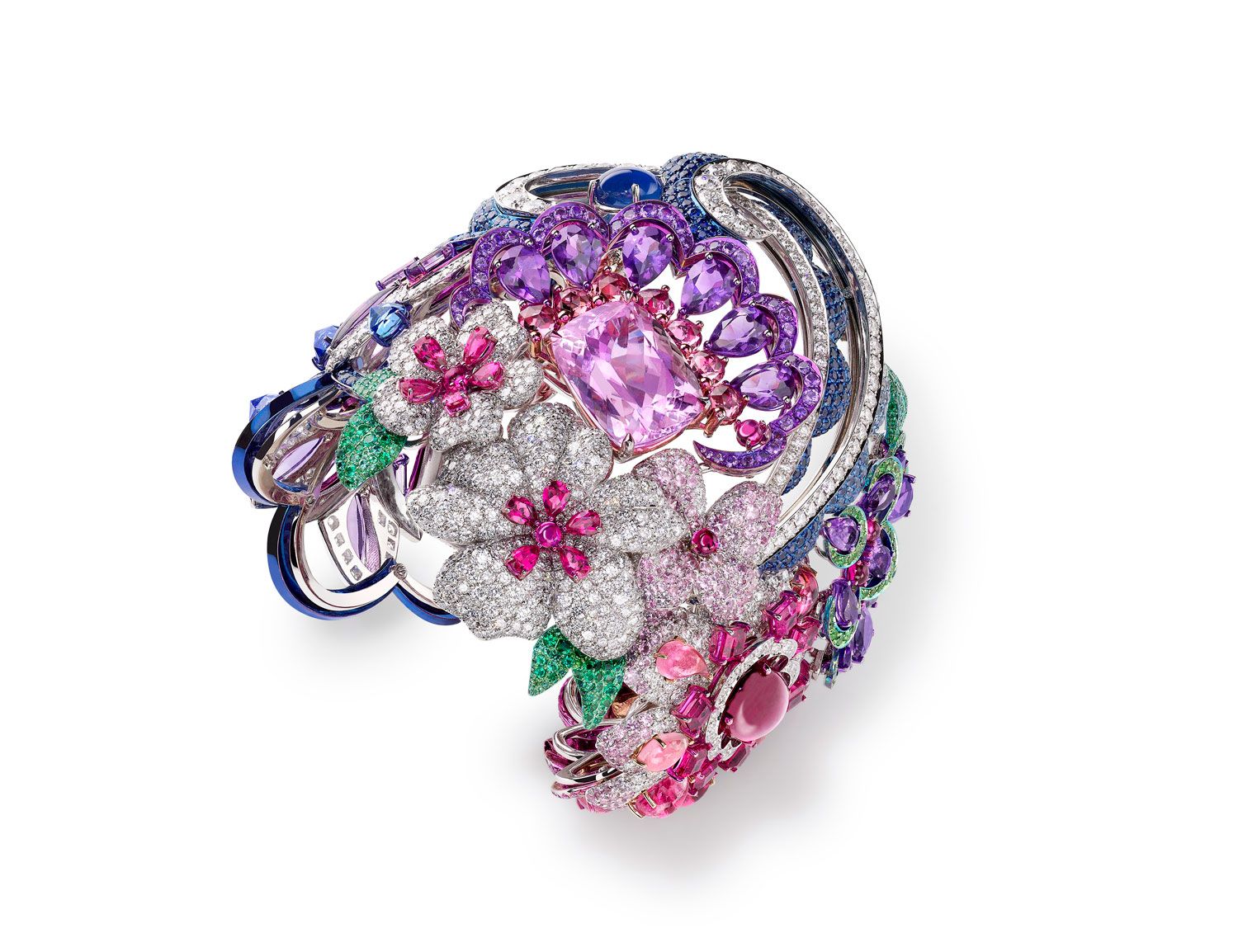 Chopard bracelet made in gold and titanium and embellished with a kunzite in the centre, inspired by Rapunzel film