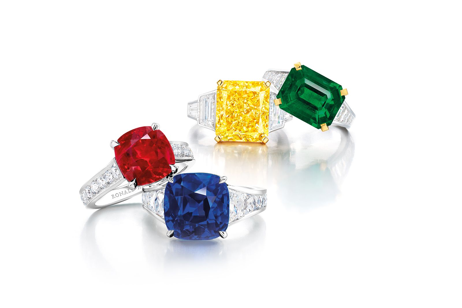 Collection of high jewellery rings by Ronald Abram
