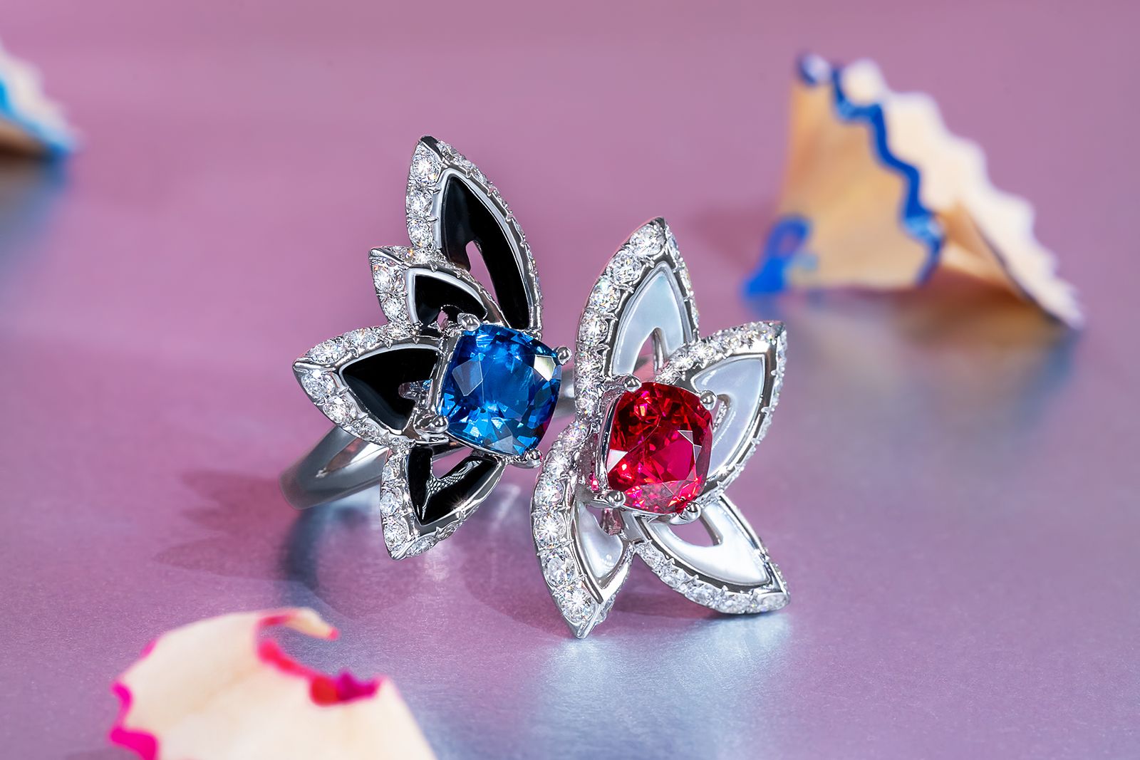 MADLY sapphire and ruby cocktail ring