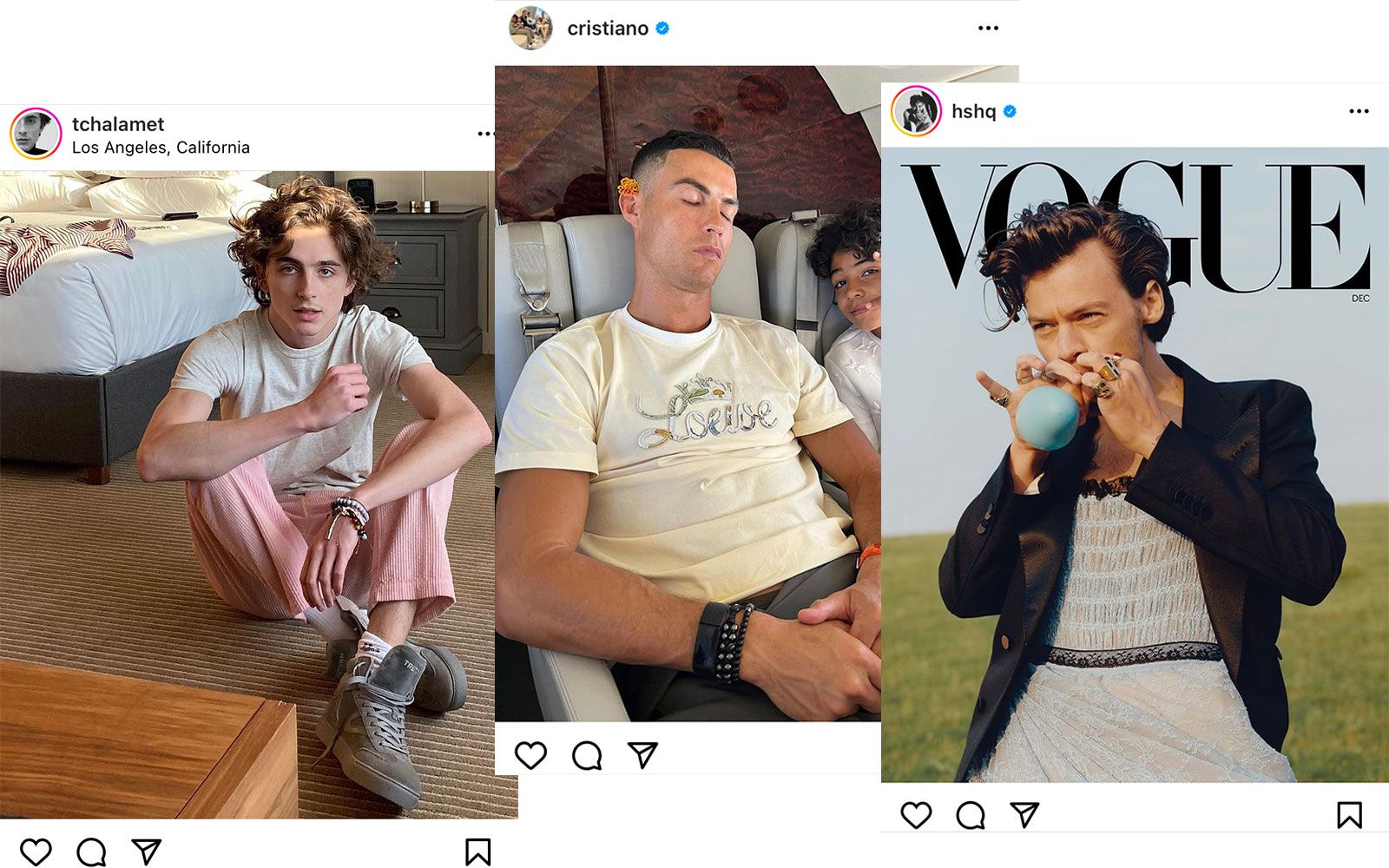 Celebrities Timothée Chalamet, Cristiano Ronaldo and Harry Styles wearing jewellery in their own unique ways