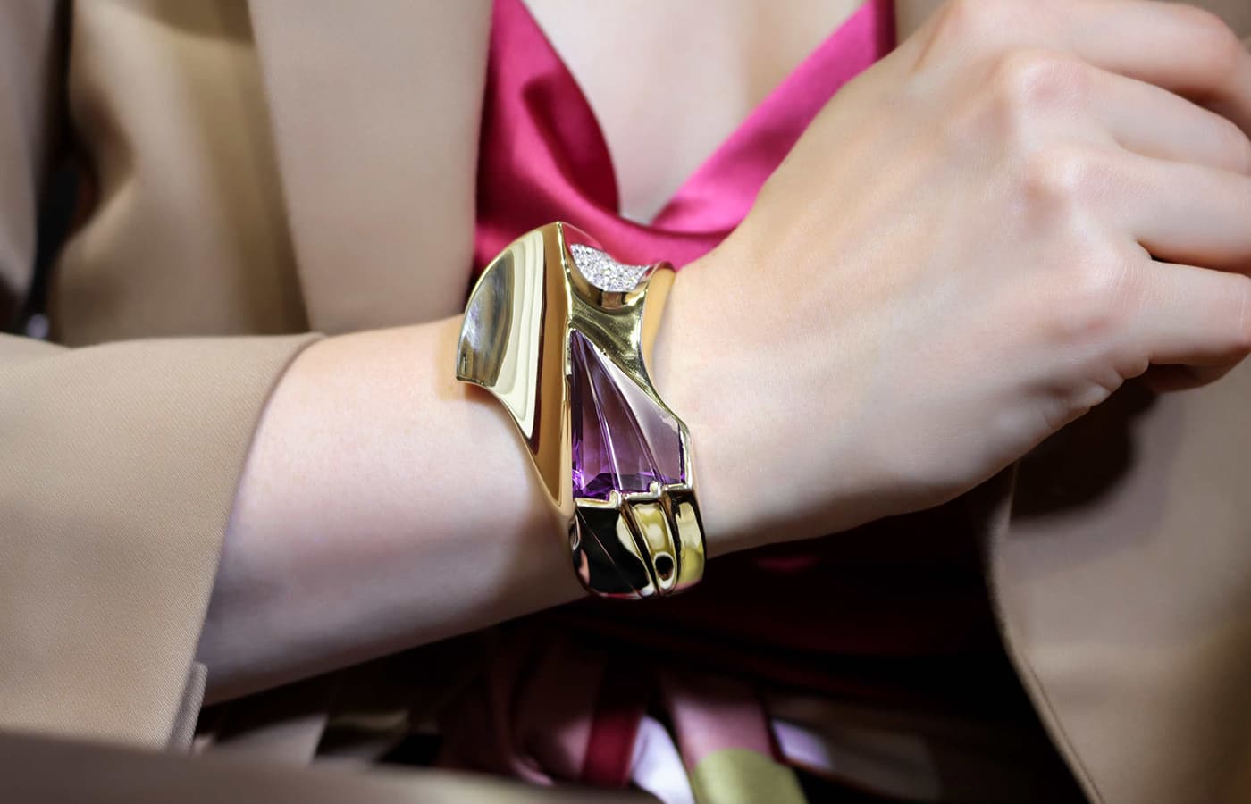 De' Lazzari-Oro Addosso amethyst and diamond bracelet in yellow gold