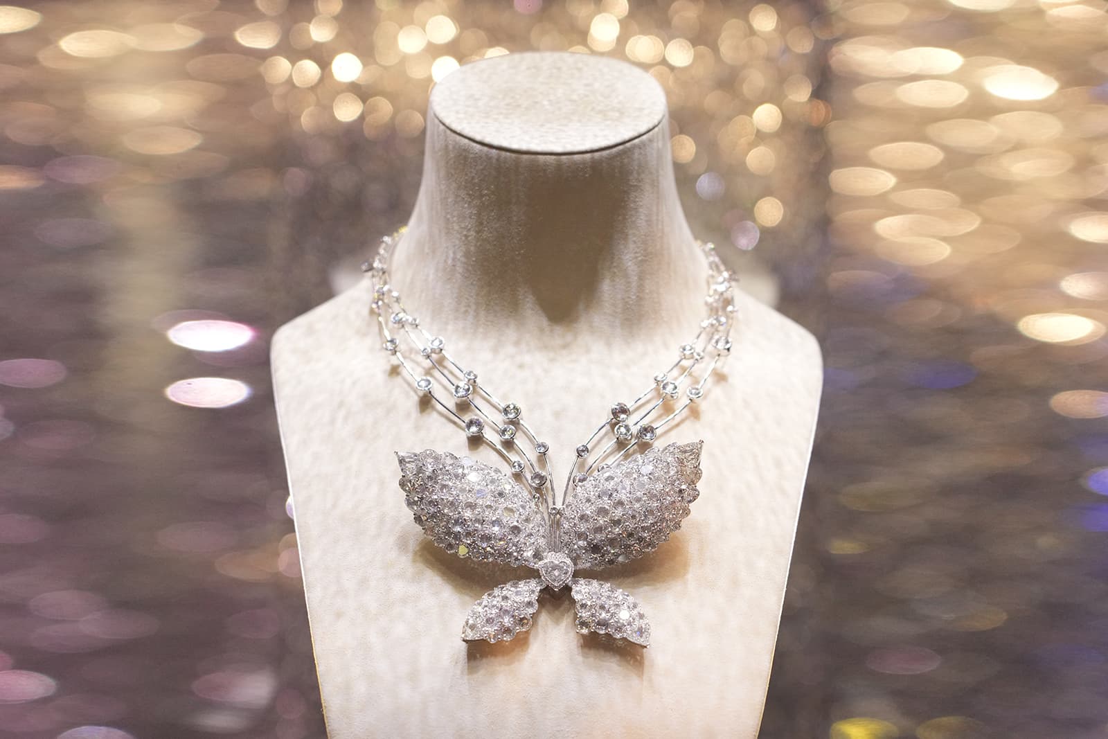 Chopard white gold and diamond Butterfly High Jewellery necklace from the Chopard X Mariah Carey Collection