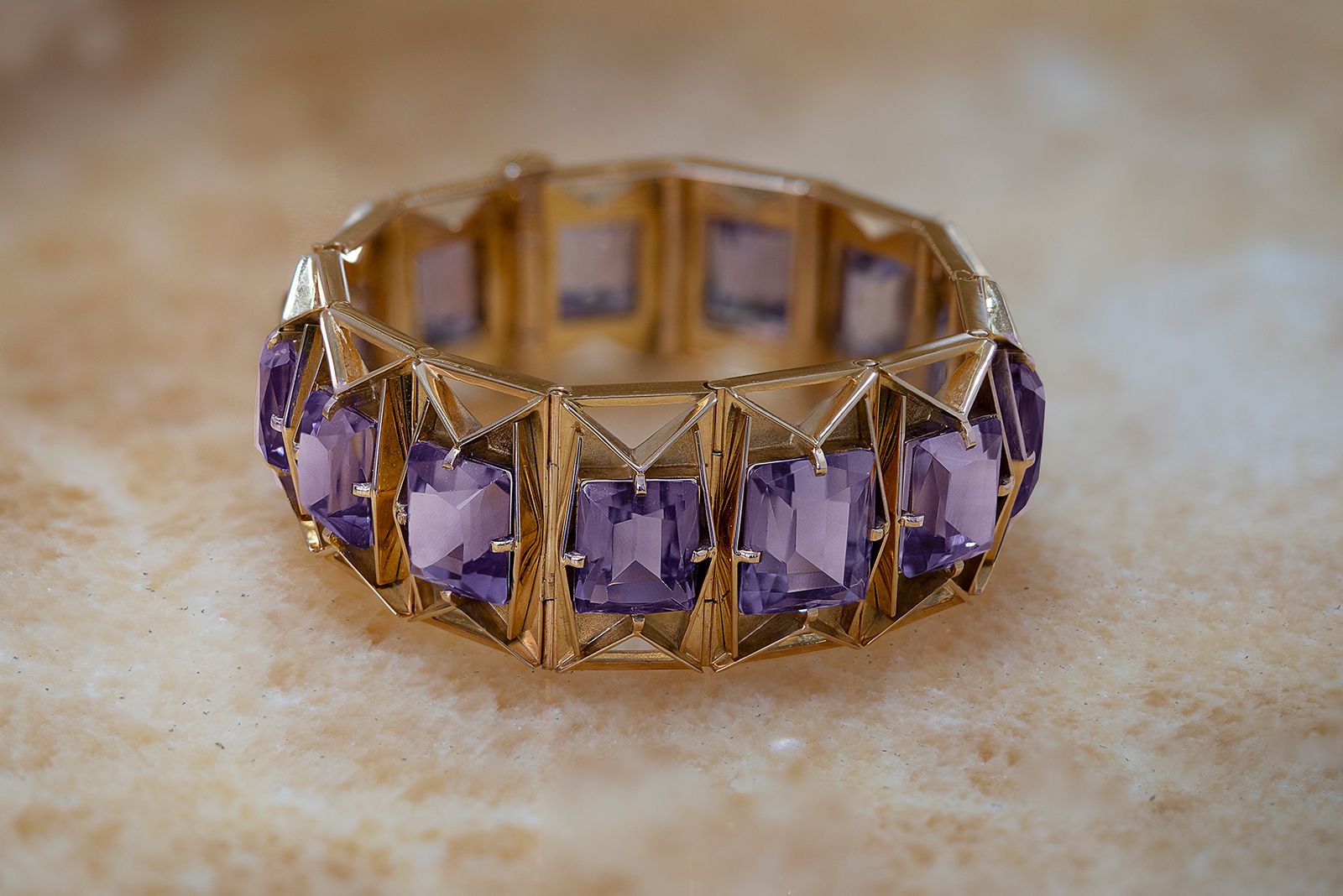 Omnēque Amethyst and gold bracelet